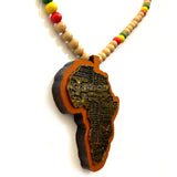 Africa Wood Necklace Large Pendant Rasta Reggae Rastafari Jamaica Bob 30"