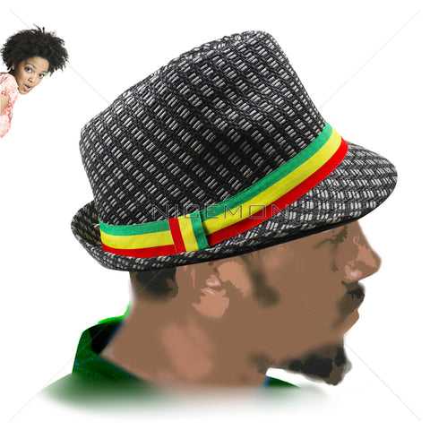 Rasta Fedora Hat Cap Africa Reggae Dancehall Roots Cap Jah Love 100% Straw