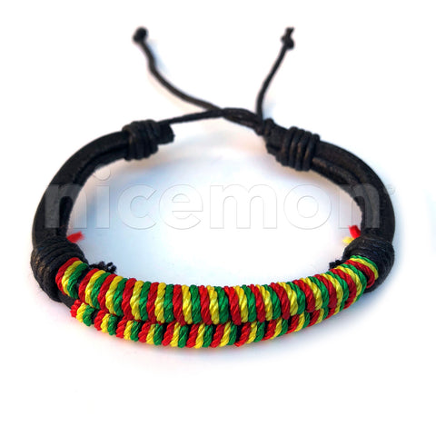 Rasta Corded Bracelet Wrist Band Hippie Hawaii Negril Dub Ras Reggae Marley RGY