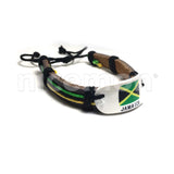 Rasta Stripe Leather Band Bracelet Wrist Bracelet Hippie Reggae Marley 1Sz Fit