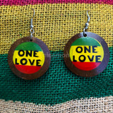 Rasta Peace Sign Coconut Earrings Royal Empress One Love Marley Reggae Jamaica NEW
