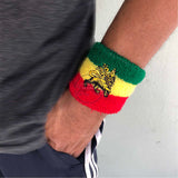 Lion Of Judah Afro Jamaica Trinidad Sweatband Wristband Reggae Africa Rastafari RASTA