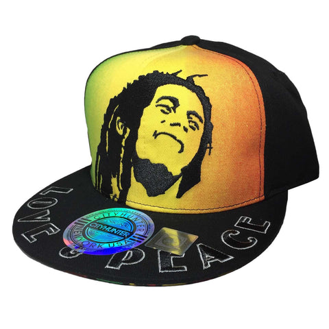 Rasta Peace Love Snapback Cap Hat Flat Visor Hip Hop Hiphop Rastafari 1SZ FIT SNAPBACK