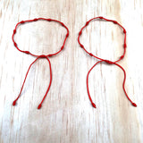Lot of 2 Knotted Red String Protection Bracelets Adjustable 1mm String