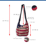 USA American Flag Shoulder Bag Burlap Handbag Sling Boho Hippie Gypsy PURSE