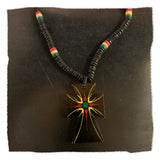 Rasta Ankh Cross Coconut Thick Necklace Rastafari Reggae Jamaica Marley 32" 8 mm