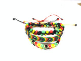 Lot Of 3 Jamaica Rasta Style Beads Band Bracelet Wrist Bracelet Cuff SZ FIT