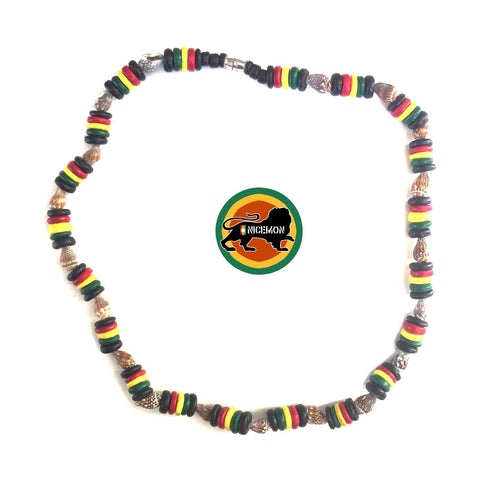 Rasta Coconut Necklace Choker Coco Beads Tiger Nasa Reggae 18" or 46 cm 8 ml