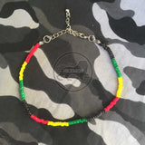 Shell Anklet Rasta Colors White Clam In Rasta Color Anklet Jamaica Hawaii 2-3 MM