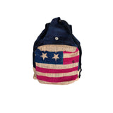 USA American Flag Backpack Tote Bag Burlap Boho Hippie Gypsy PURSE