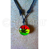 Black Cord One Love Rasta Weed Leaf Necklace Jamaica Reggae Roots Adjust 18"-28"