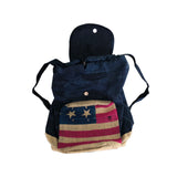 USA American Flag Backpack Tote Bag Burlap Boho Hippie Gypsy PURSE