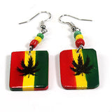 Rasta Empress Earrings Ganja Leaf Rastafari Selassie Marley Reggae Jamaica NEW