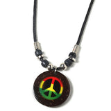 Peace Necklace Rasta Color Jah Love Sufer Peace Marley Reggae Hawaii Jamaica 18"