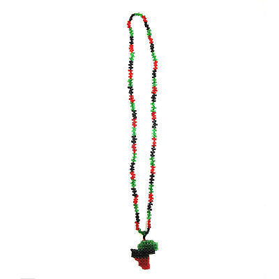 Africa Marcus Garvey Rasta Beads Choker Necklace Marley Reggae Jamaica Lion 28"