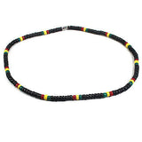 Rasta Coconut Beads Necklace Choker Coco Beads Marley Reggae 18" or 46 cm 3-4ml