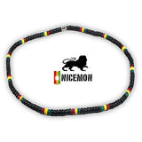 Rasta Coconut Beads Necklace Choker Coco Beads Marley Reggae 18" or 46 cm 3-4ml