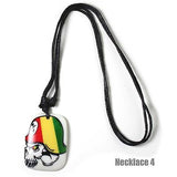 Black Cord Necklace Reggae Vibes Dog Tag Selassie Rasta Necklace Pendant 1SZ FIT