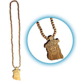 Jesus Christ Yeshua Messiah Wood Necklace Pendant 38"