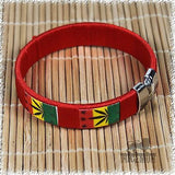 Ganja Leaf Rasta Cuff Africa Jamaica Flag Bracelet Roots Reggae Marley 1 sz fit