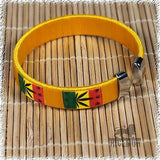 Ganja Leaf Rasta Cuff Africa Jamaica Flag Bracelet Roots Reggae Marley 1 sz fit
