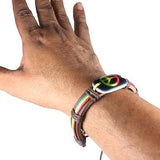 Rasta Leather Wrist Cuff Peace Sign Emblem Wrist Bracelet Hippie Bob Reggae IRIE