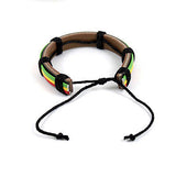 Rasta Stripe Leather Band Bracelet Wrist Bracelet Cuff Jah Reggae Marley IRIE