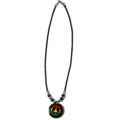 Peace Necklace Rasta Color Jah Love Sufer Peace Marley Reggae Hawaii Jamaica 18"