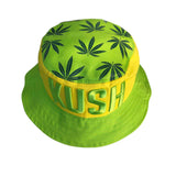Kush Cannabis Rasta Weed Leaf 100% Cotton Bucket Hat Cap Jamaica Reggae L/XL Fit