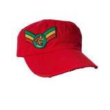 Selassie Vintage Military Army Cadet Cap Hat Rasta Rastafari 100% Cotton ARMY