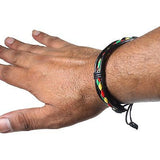 Rasta Leather Wrist Bracelet Hippie Cuff Negril Hawaii Surfer Reggae Marley RGY