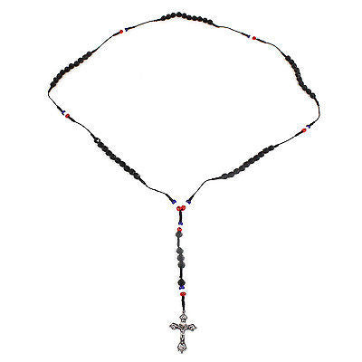 Jesus Necklace Rosary Cross Red White Blue Colors Jesus Necklace Rosery ROSARY