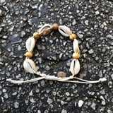 Shell Wood Beads Band Bracelet Wrist Bracelet Cuff Conscious Goods 1SZ FIT