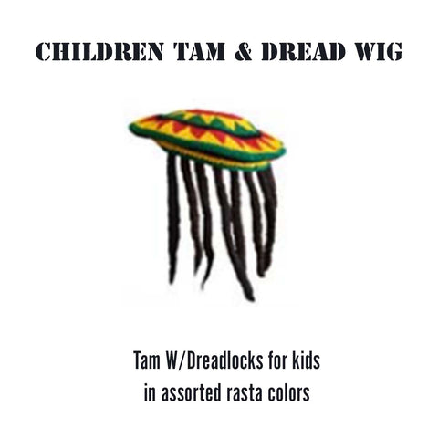 Children Dreadlocks Dread Wig Tam Cap Hat Rastafari Costume Hat Cap Reggae IRIE